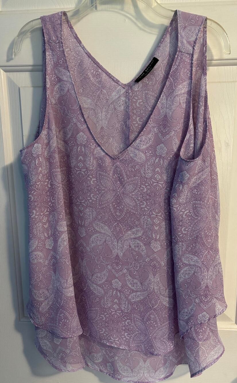 Lane Bryant 18 Purple Paisley Layered Tank Blouse